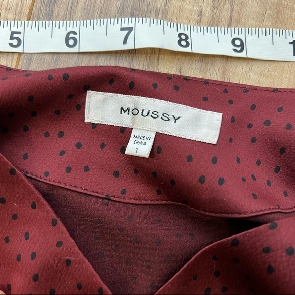 Moussy Silky Button Front Polka Dot Blouse Top - Picture 7 of 10